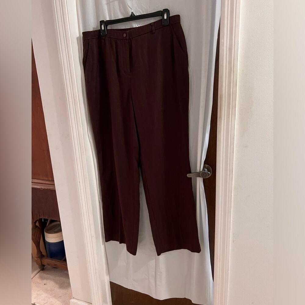 JM collection brown 100% linen wide leg pants size 12